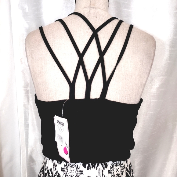 Three Pink Hearts TAG Sun Dress, Long, Criss Cross Straps, black/White/Pink, XS - Picture 6 of 12